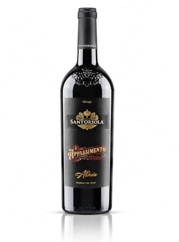 Sant'Orsola Althaia Appassimento, vino tinto italiano I.G.T. Passito, secado de uvas de Apulia, sabor suave y aterciopelado con un toque dulce y floral, 1 unidad de 750 ml