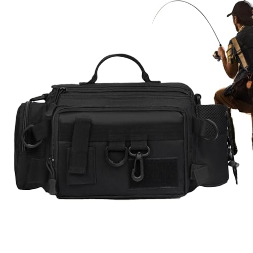 Samuliy Cangurera de senderismo para hombres, riñonera portátil de almacenamiento de pesca, bolsa de pesca cruzada, mochila lumbar para pesca al aire libre, senderismo, escalada, Black, Refer to