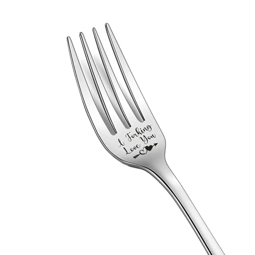Fourchette gravée en acier inoxydable avec inscription « I Forking Love You » - Lettre personnalisée - Fourchette à découper unique pour la Saint-Valentin, Noël, un anniversaire, un anniversaire de