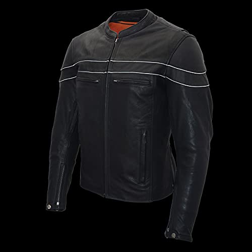 Image of Milwaukee Leather Men's Black Cowhide Quilted Pattern Scooter Style Racing Jacket MLM1545
