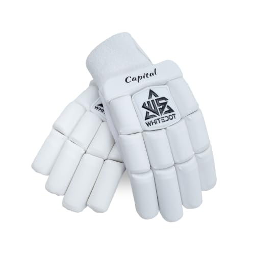 Image of Whitedot Capital Cricket Batting Gloves||Suitable for Mens|Adult|Large Left Hand||White | Left Hand Perfect for Men /Large Left-Handed Players, Comfort for Professional Play, Lightweight |