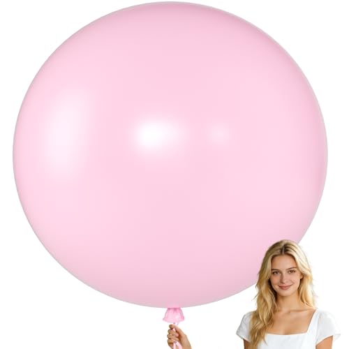 Image of KALOR 9 Pcs 36 Inch Large Pastel Pink Big Giant Round Latex Balloons