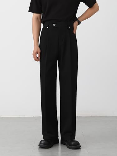 Men's Retro Gray Casual Dress Pants Straight Leg Drop Trousers Pants for Men4