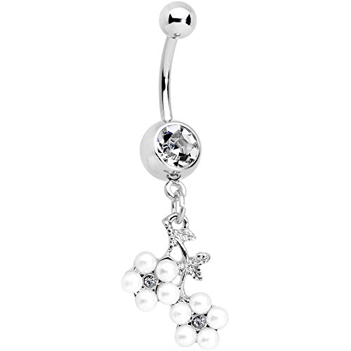 BodyCandy 14G 316L Acero Inoxidable Piercing Ombligo Piercing Bayas Colgante Piercing Ombligo 11mm - Blanco Cover