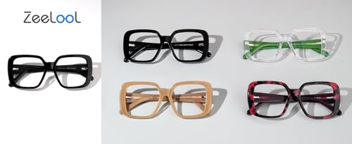 Image of Zeelool Oversized Square Glasses Frame for Women Men with Non-prescription Clear Lens JGA962156