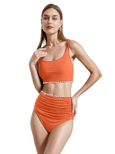 Image of IFFEI Mommy and Me Swimsuits High Waisted Bikini Sets for Women and Girls Two Piece Bathing Suit Swimwear
