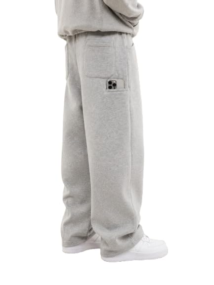 320 GSM Heavyweight Baggy Track Pants for Men | Oversized Fleece Sweatpants | Relaxed Fit Joggers with Deep Side Pockets | Winter Casual Lounge Wear | Elastic Waist with Drawstring-picture-50