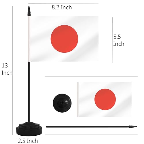 Yamiuo Pacote com 12 bandeiras de mesa japonesas, bandeiras de escritório pequenas em miniatura com