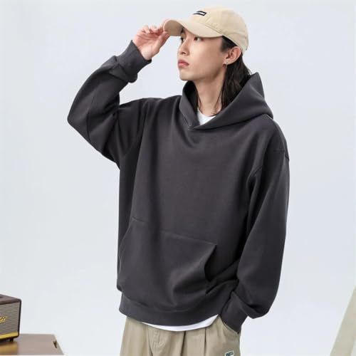 Men's Fleece Hoodies Solid Heavy Cotton Pullovers Plus Size Sweatshirt4