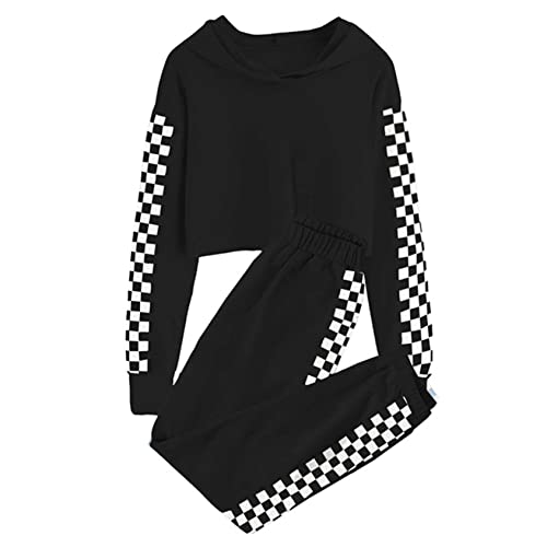 Girls 2 Piece Set Sweatsuit Pullover Hoodies Sweatshirts Crop Tops with Jogger Sweatpants Active Tracksuit