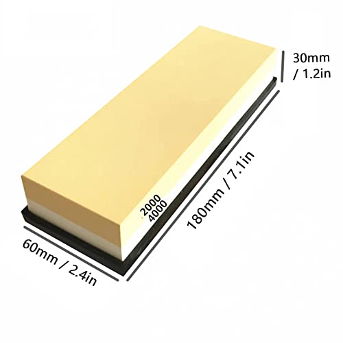 mewmewcat Pedra de afiar com base de silicone antideslizante Dual Grit 2000/4000 Waterstone amolador