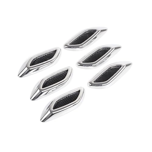 Diamall 6 PCS Car Fender Trim Decorative, Fashion Air Flow Fender Side Intake Vent Decoration Decal, Hood Vents Sticker Simulated Air Outlet, Sport Modified Accessories for Most Cars (Silver)