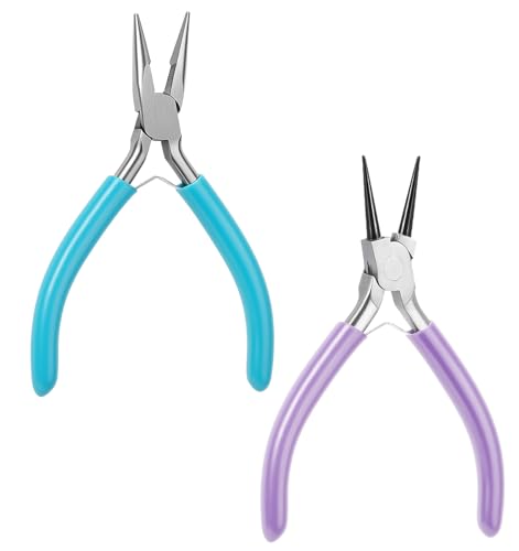 Round Nose Pliers, 4.5Inch Craft Pliers for Craft, Wire Looping & Bending Tools Suitable for DIY Projects Wire Wrapping Electronic Repair（Round-Nose & Needle-Nose