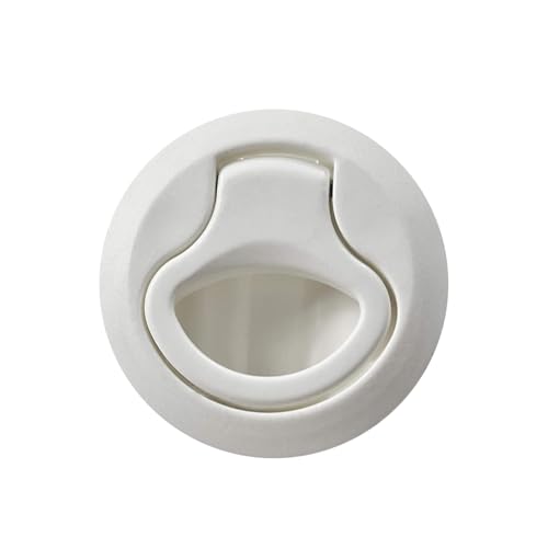 MARINE CITY Flush Pull Slam Latch - White Nylon Round Hatch Handle 2-2/5" for Boats, RVs, and Cabinets (1 Pcs)
