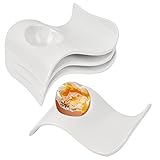 huevera de porcelana Elegante y elegante: el juego de hueveras es de color crema, con curvas elegantes, elegante y con estilo para colocar huevos, se adapta perfectamente a tu agradable desayuno y mantiene tu mesa limpia.