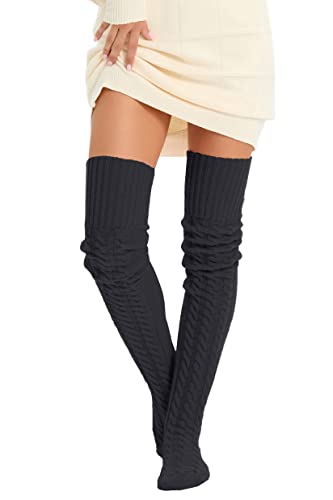 SherryDC Women's Cable Knit Thigh High Socks Leg Warmers Extra Long Over Knee High Boot Stockings3