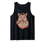 carino cinghiale mangiare ramen giapponese kawaii animal noodles canotta