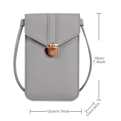 Women's Leather Crossbody Phone Bag Small Cellphone Purse Wallet Mini Waterproof Shoulder Bag with Card,Light Grey2