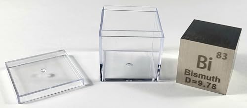 Image of 1.5 inch 38.1mm Bismuth Metal Cube Bi up to 99.9% Pure Periodic Table Element Engraved Density Collection Science Education Display Block Cube + Acrylic Case Box - 1PC