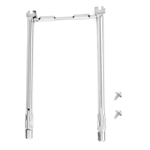 MoSundi 304 Stainless Steel Gas Grill Burner Set for Weber Spirit I/II 200 Series with Front Control, Includes 2 Main Burners and 1 Crossover Burner, Silver