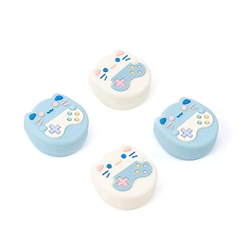 GeekShare Capuchons de pouce sur le thème des animaux mignons, compatibles avec Nintendo Switch/OLED/Switch Lite, coque de manette en silicone souple, 4 pièces – Game Cat