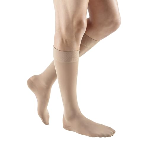 Image of mediven Plus for Men & Women, 20-30 mmHg - Calf High Compression Socks with Silicone Top Band, Closed Toe Leg Circulation, Opaque Leg Support Compression Coverage