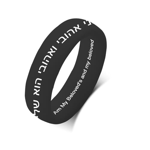 Hebrew Blessing Silicone Ring Stackable Rings Free Engraved Band Christmas Birthday Gift Comfortable Fit and Breathability for Men Women, in Hebrew, English 5.7mm - US Size 4 to 10