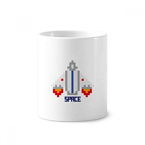 Tasse porte-brosse à dents pixel univers en céramique blanche 350ml