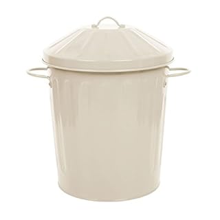 CrazyGadget® Metal 15 Litre 15L Small Tapered Round Colour Recycle Dustbin Paper Rubbish Waste Bin with Lid (Cream)