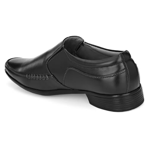 Image of Leatherkraft Formal Slip-On Shoes with Textured Detail
