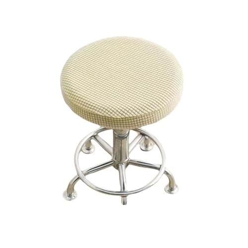 弾性スツールカバー 高伸縮洗える保護カバー バーキッチン家庭用スツール 防塵シワ防止(Beige,M)