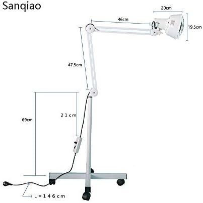 Sanqiao 275W Infrared IR Heating Floor Lamp for Thermotherapy Muscle Pain Relief Accupuncture Beauty Treatment - Dimmable Heat with Stand & Flexible Arm