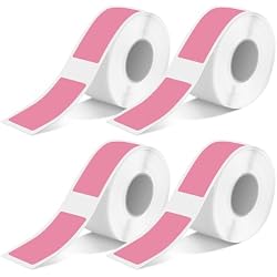 August LBP001P Thermal Gap Labels 13x30mm, 4 Rolls x 180 for LBP160 | Waterproof, Oil-Proof, Scratch-Resistant, UV-Resistant Labels with Strong Adhesive, Pink