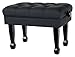 Classic Cantabile Pianobank Modell W - Großer, edler Klavierhocker - Schwarze Sitzfläche im Chesterfield-Stil - Höhenverstellbar von 46-55 cm - 2-fache Kreuz-Mechanik - Schwarz Hochglanz