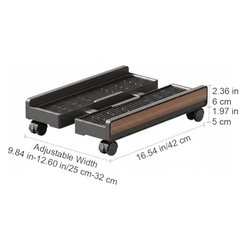 Soporte móvil para CPU bajo el escritorio, rack elevable ajustable con ruedas freno para hogar y oficina miniatura 2