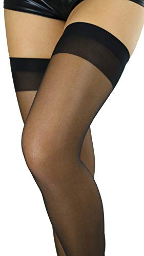 Image of ToBeInStyle Women's Sheer Banded Thigh High Socking w /Opaque Band