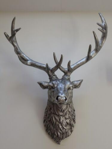 Image of sanjianke-fs Antique Resin Reindeer Stags Antlers Wall Art Mounted Large Head Sculpture Sliver 55cm