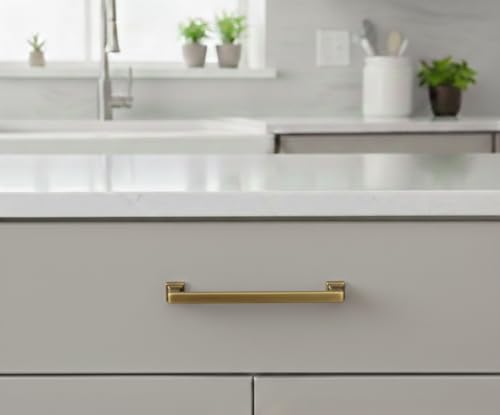 Cosmas 10 Pack 1481-128BAB Brushed Antique Brass Contemporary Cabinet Hardware Handle Pull - 5" Inch (128mm) Hole Centers by Cosmas - Image 2