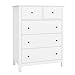 HOCSOK Weiß Kommode mit 5 Schubladen, Schubladenkommode Holz mit viel Stauraum für Büro Wohnzimmer oder Schlafzimmer 74 x 40 x94 cm