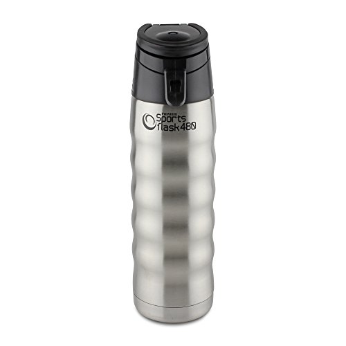 Pioneer Stainless Steel Sports Flask, Double Wall Vacuum Insulated Drinks Bottle, 480ml, Stainless Steel, 480 ml