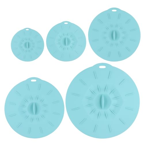 5 Pièces Couvercle Ventouse, 5 Tailles, Couvercle Casserole Silicone Alimentaire, Couvercles En Silicone Réutilisables, Pour Bols, Casseroles, Assiettes, Tasses