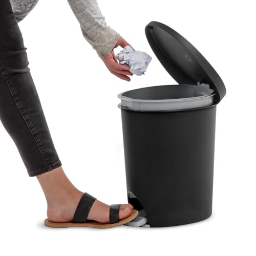 Caneca de basura pequeña para baño 2.6 gal plástico negra miniatura 6