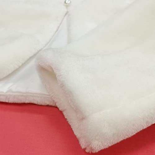 Girls Faux Fur Dress Coat Flower Girl Bolero Jacket Princess Cape Winter 1-10 (Medium(7-8Years), Ivory) #TOP2