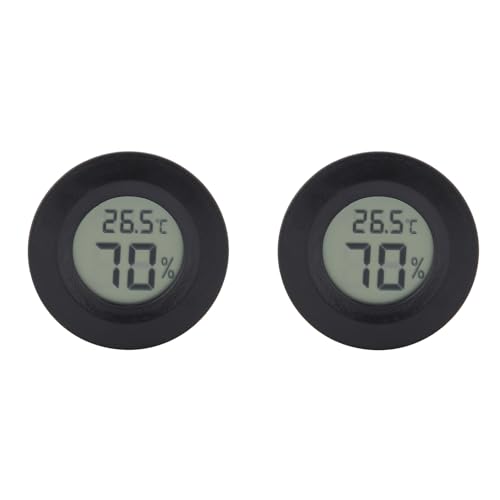 2 Stück Reptilien-Thermometer, Hygrometer, Runde Form, Digitales Temperatur- und Feuchtigkeitsmessgerät für Reptilien-Inkubator, Aquarium, Geflügel, Büro, Wohnzimmer
