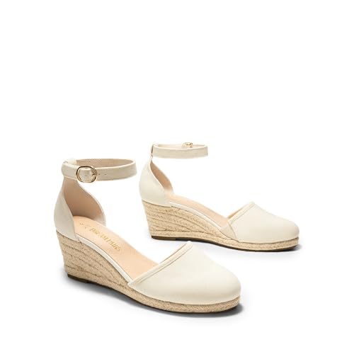Image of DREAM PAIRS Women's Espadrilles Closed Toe Ankle Strap Dressy Platform Wedge Sandals