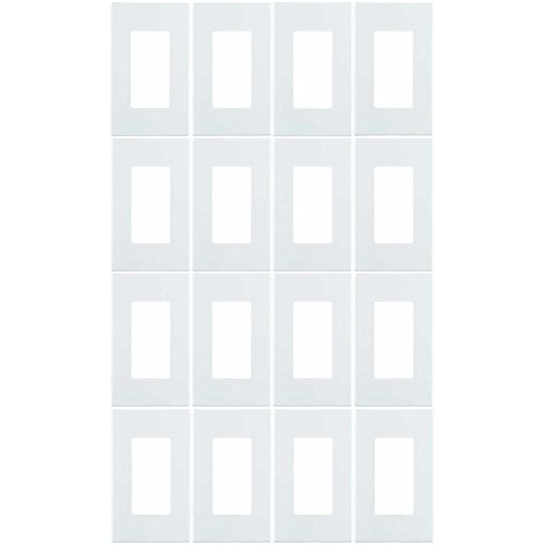 Leviton 80301-SW 1-Gang Decora Plus Wallplate Screwless Snap-On Mount (16 Pack, White)