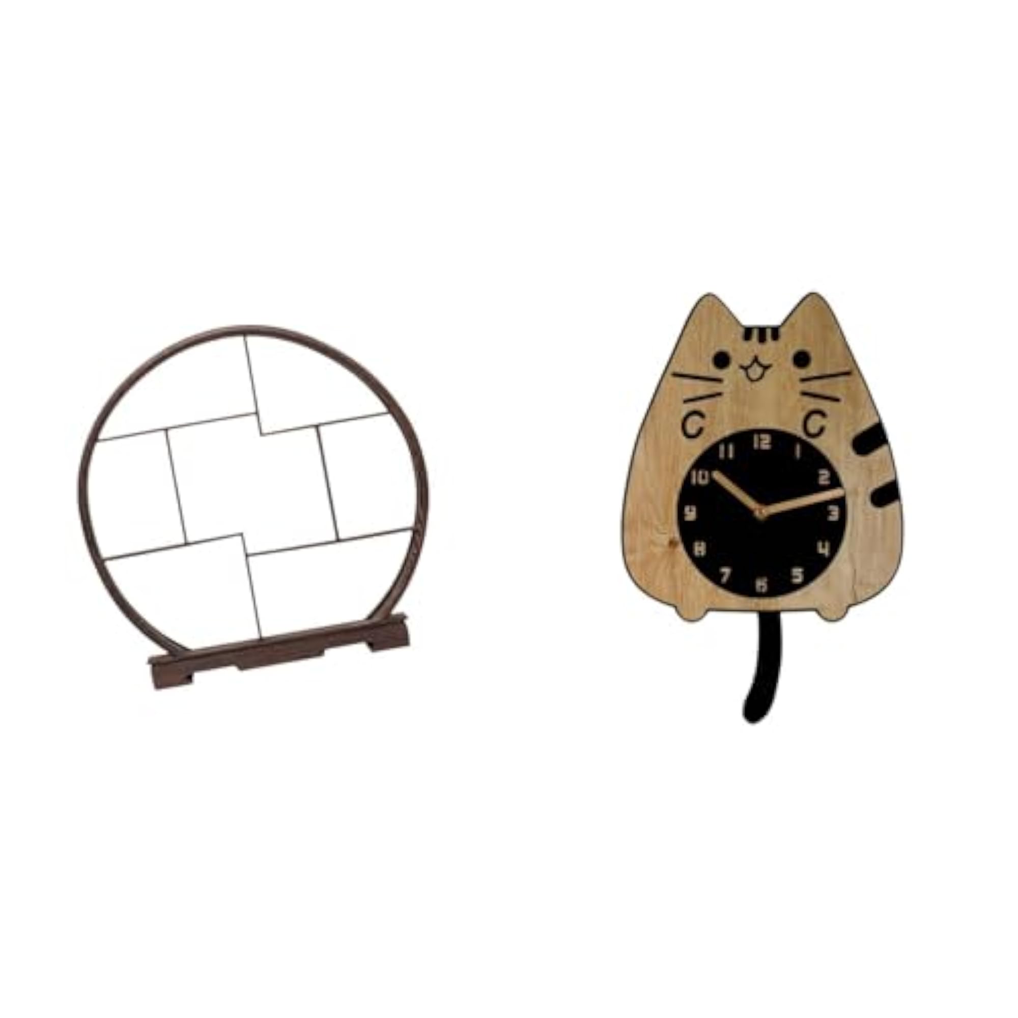 Cat Wall Clock Wooden Wall Hanging Decor for Home