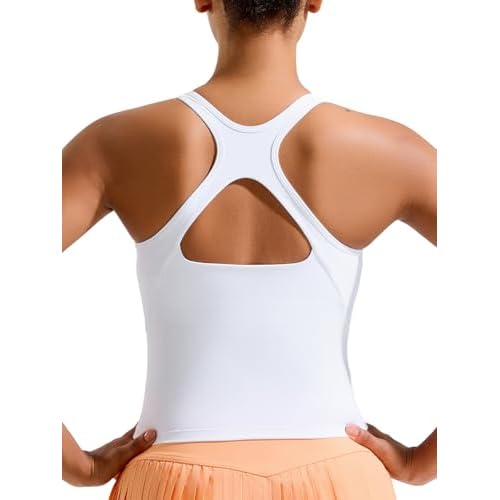 RUNNING GIRL Sports Bras for Women High Impact, Molded Cup Compression Running Tops with Removable Pads, Best for A-D Cup White Large