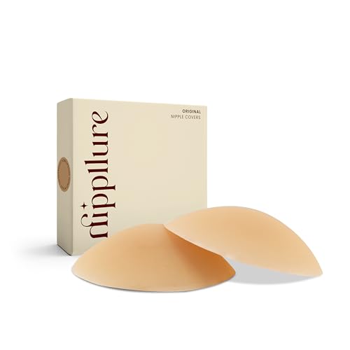 NIPPLLURE Reusable Sticky Adhesive Nipple Covers for Women – Silicone Petals with Travel Box (Fits D+ Cups)