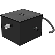 Commercial Grease Interceptor, 20 LBS Capacity Under Sink Grease Trap, 2.2 GPM Flow Rate, Carbon Steel Oil-Water Separator w/Filter, for Restaurant Canteen Home Kitchen, Black